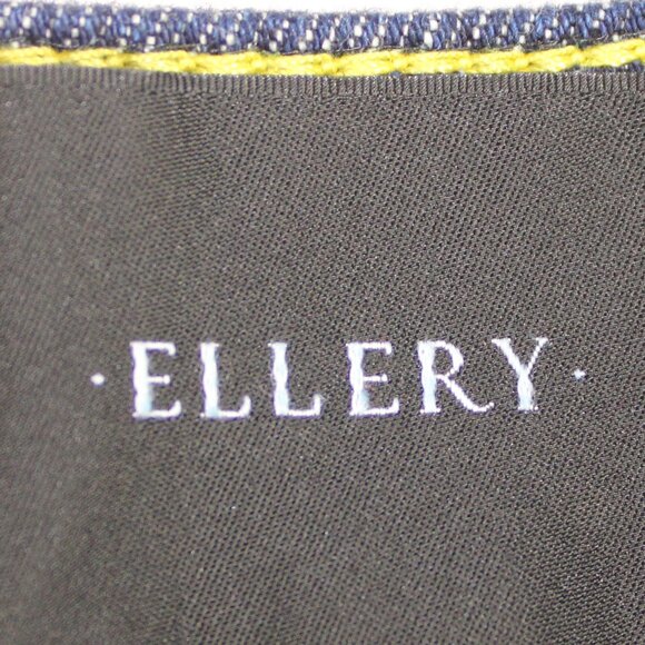 Ellery Monroe Blue Indigo Button Yellow Accent Overstitch Straight Jeans, Size 2 - Picture 8 of 9